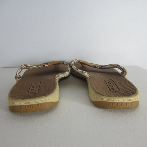 Sperry Top Sider 7.5 Ivory Beige Leather Flip Flop - Picture 8 of 11